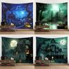 Ghost Horror Pumpkin Skull Bat Castle Halloween Tapestry Art Blanket Door Curtain Hanging Decoration Home Bedroom Living Room