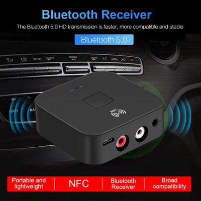 Bluetooth 5.0 Audioempfänger Drahtloser Sender NFC Auto Drahtloser Lautsprecheradapter 3,5mm AUX+2 RCA