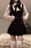 LAVASEON Korean Style Docking Mini Bow Tie Long or Short Schoolgirl Cute High Elegant Women's Dress, Dress, Detail, Sleeve, Style, Ruffles, Waist,
