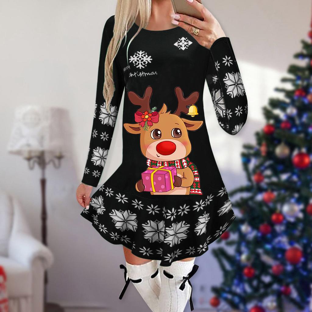 Women's Christmas Printed Dress Base Shirt
