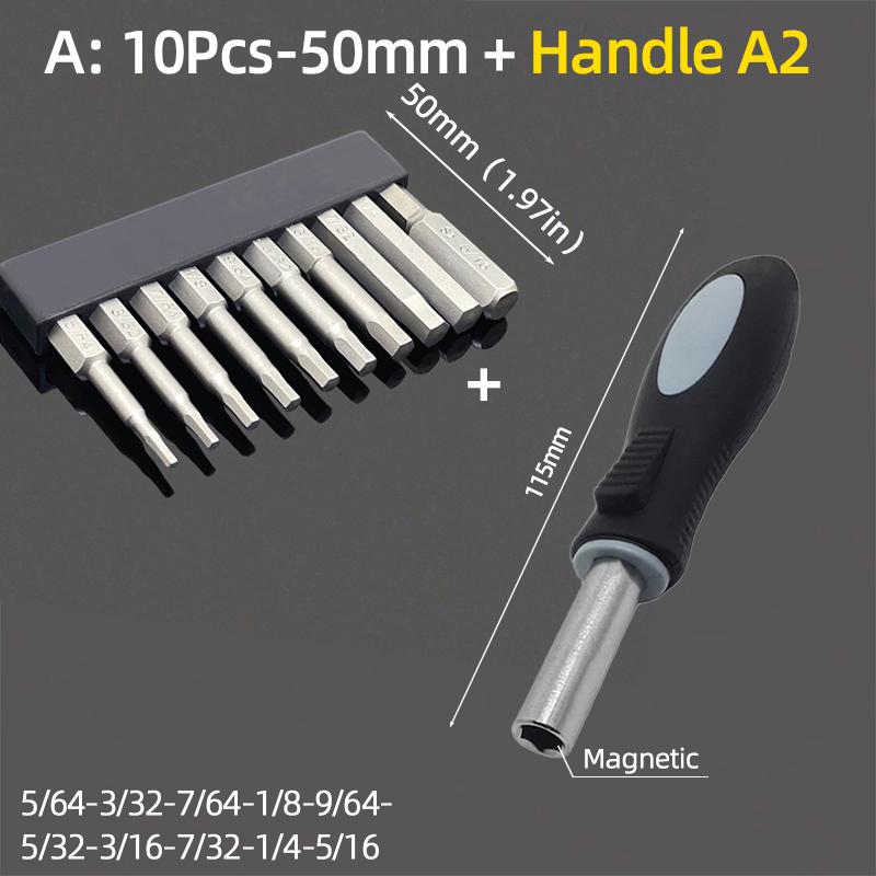 Imperial 50mm Hex Head Allen Wrench Screwdriver Bits Magnetic 5/64-5/16 Screw Driver Drill Bit Set Ratchet Wrench Hand Tools