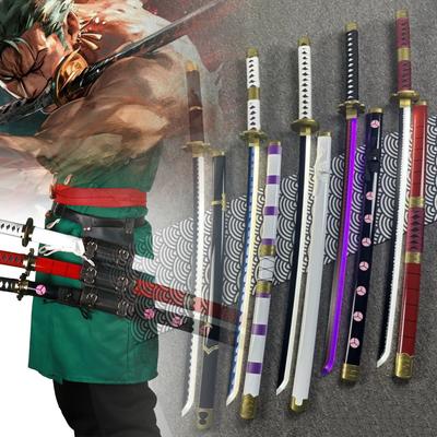 Glow Roronoa Zoro Katana Ninja Knife Sword Led Light Anime Cosplay Real Size Japanese Original Samurai Sabre Gift 40inch Kid Friendly Entertaining Fun