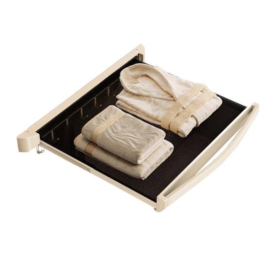 

Висувна полиця для рушників з 6 гачками для пральні, балкона, ванної кімнати, настінна стійка для сушіння одягу, складаний тримач для рушників, полиця білий