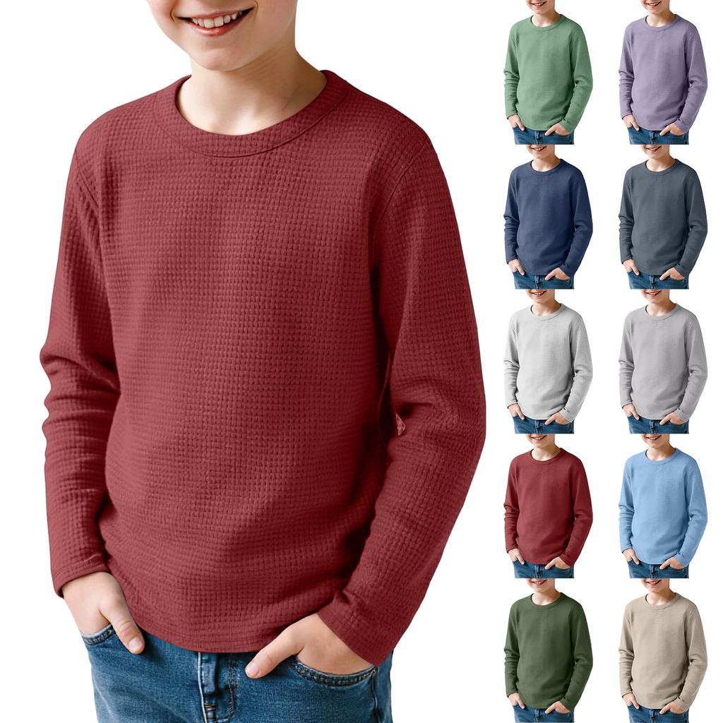 Kids Sweatshirt Boys Long Sleeve Shirts Soild Casual Pullover Shirt Outdoor Fall Clothes For Teen Boy