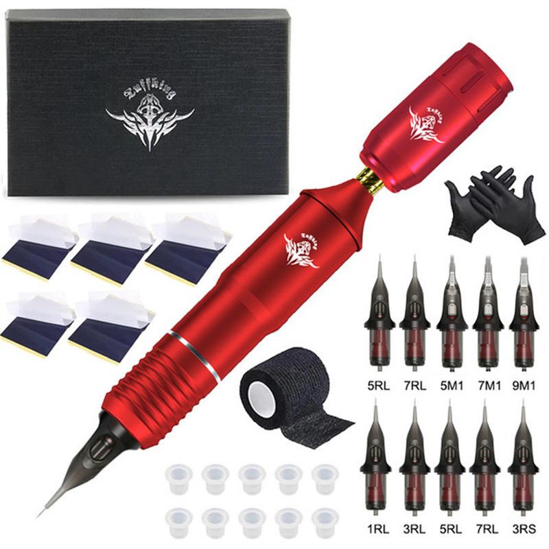 Professional Tattoo Machine Kits Portable Rotary Wireless Tattoo Pen Set With Power Supply RCA Interface Permanent Make-up Tools