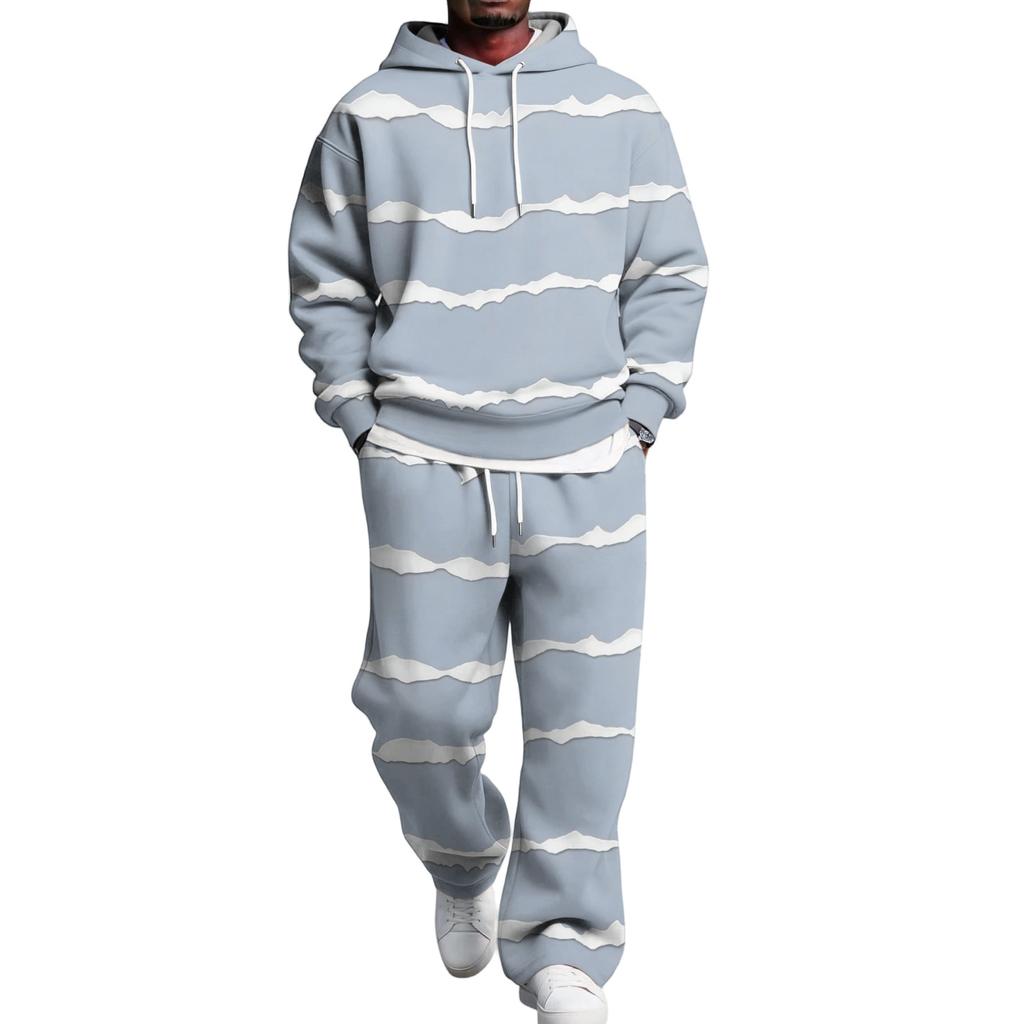 Men's Hoodie and Sweatpants Set with Elastic Waist, Casual Two Piece Outfit