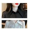 Polo Neck Black Chiffon Shirt Women's Design Niche Retro French Long-sleeved Top