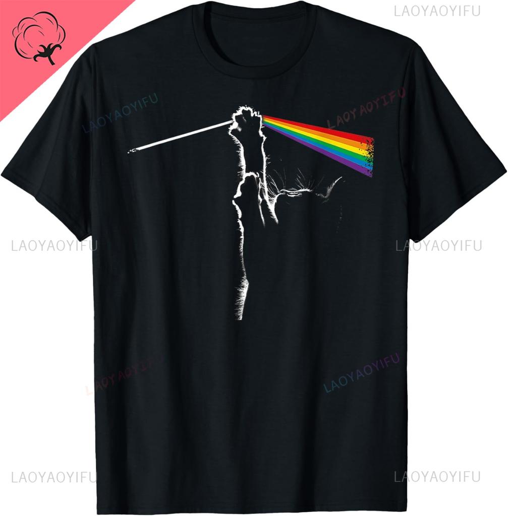Cat Rainbow Light Cool Prism Science Spectral Unisex Unisex Kids Tshirt Kawayi Couple Cotton Customizable Camisas Streetwear