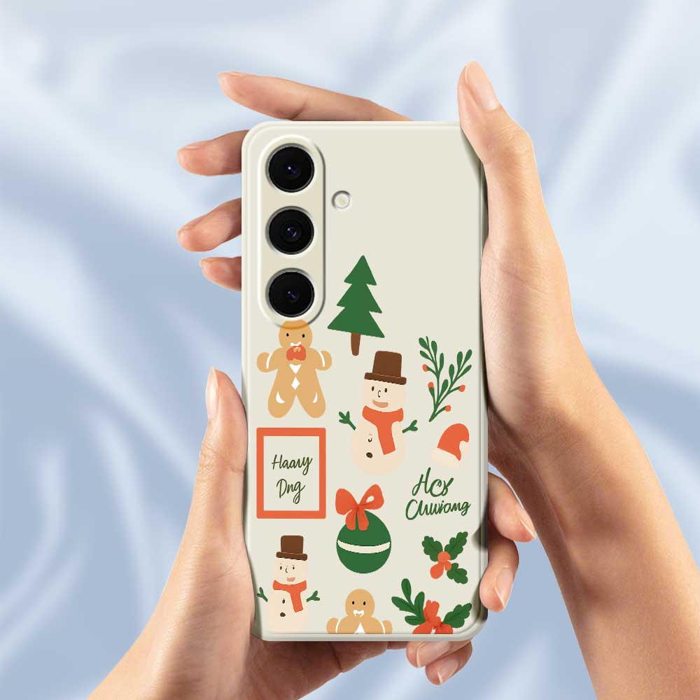 For Samsung Galaxy S25+ Case Christmas Snowman Pattern Printing Straight Edge TPU Phone Back Cover