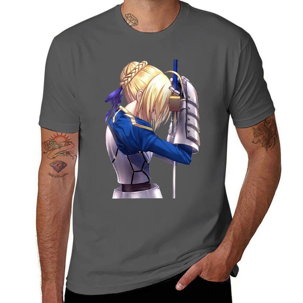 Saber (fate) T-Shirt Man T Shirts Cotton Printed T Shirts for Man T-Shirt