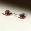 925 Sterling Silver Earrings For Women Trendy Geometric Retro Red Stone Earring Jewelry Prevent Allergy Party Gift Accessories