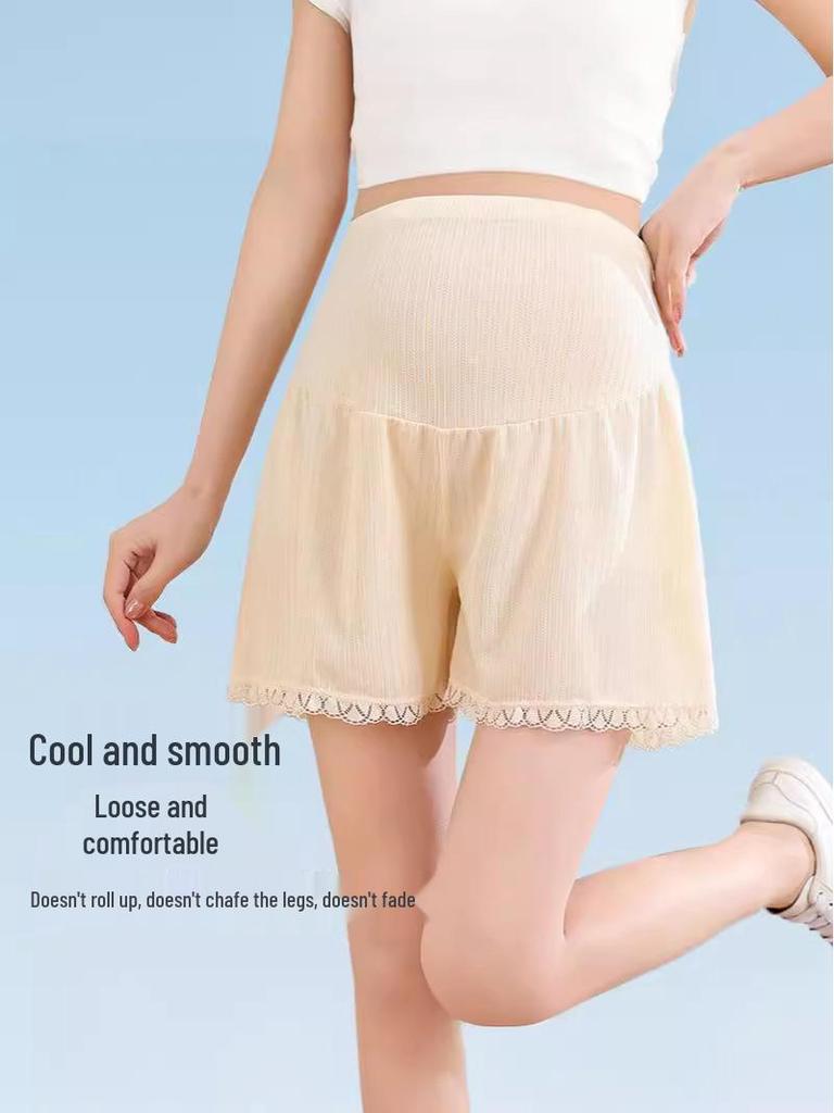 Summer Ice Silk Maternity Anti-Exposure Safety Shorts - Loose, Breathable, and Suitable for Outerwear