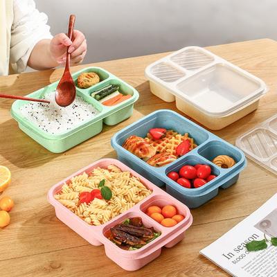 3 Bölmeli Taşınabilir Plastik Öğle Yemeği Kutusu Öğrenci Çocuk İçin Sızdırmaz Bölünmüş Bento Kutusu Kamp Piknik Meyve Salatası Yemek Kabı Mikrodalga