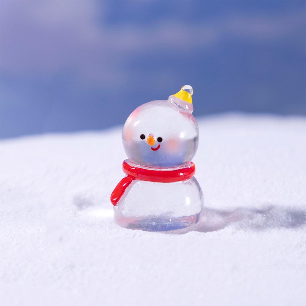 10pcs Cute Snowman Miniature Figurines Transparent Merry Christmas Decoration  Christmas Gift