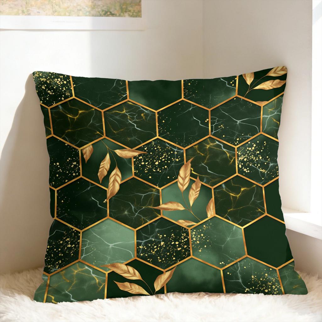 Green And Gold Line Pattern Pillow Case Print Pillow Cover For Sofa Home Decor Vintage Pillowcases