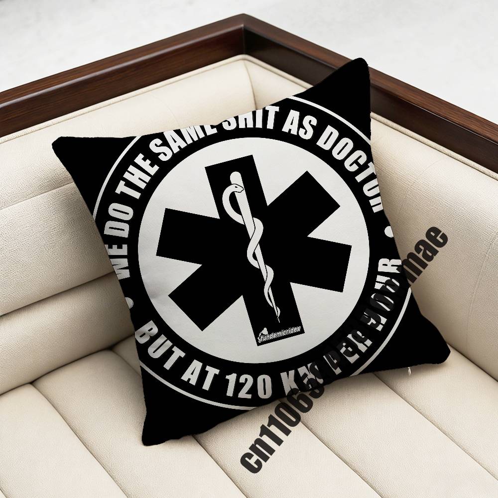 For Star of Life Doctor Nurse EMERGENCY MEDICAL SERVICES EMT Ambulance Throw Pillow Case Sham Square Sofa Pillowcase Pad Cover
