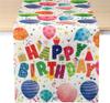 Happy Birthday Table Runner Holiday Party Decor Reusable Kitchen Dining Table Runner for Boy Girl Birthday Party Table Decor