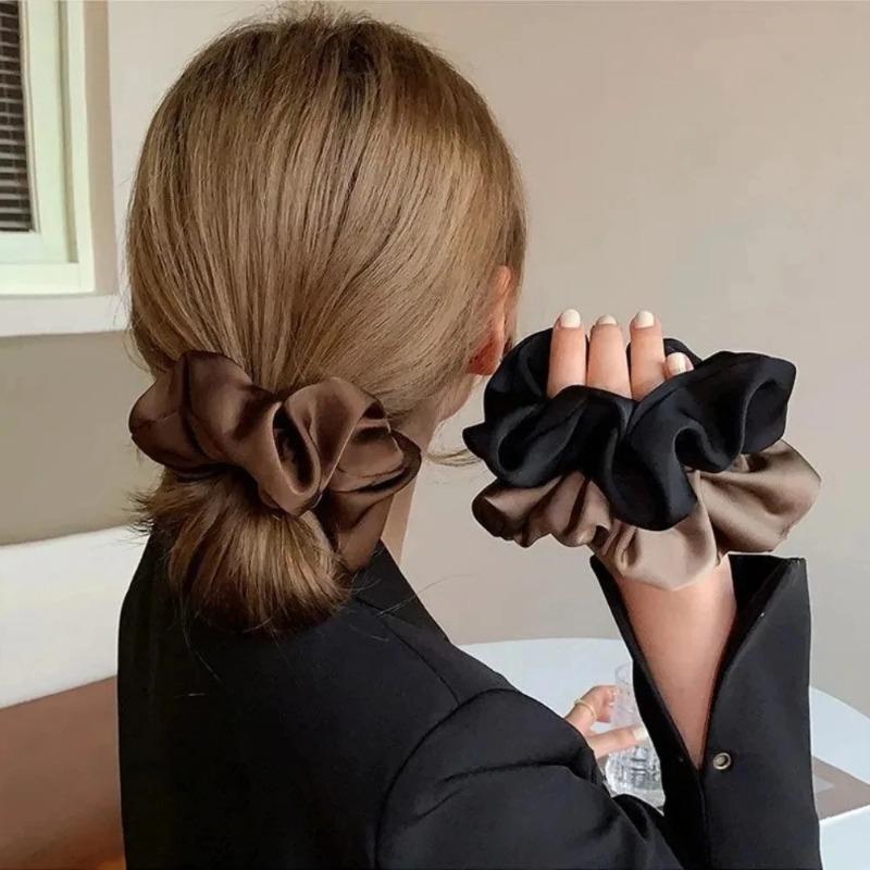 Women Silk Satin Scrunchies Korean Fashion Simple Ladies Girls Elastics Hair Band Ponytail Hold Hair Accessories