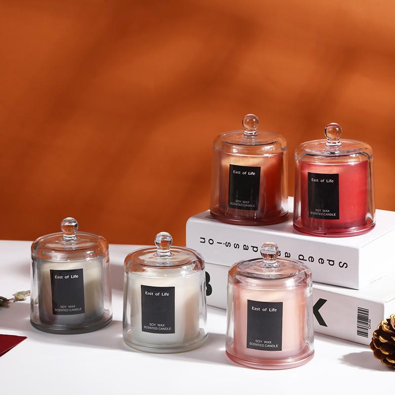 

Aroma Bell Jar Soy Candle - Home Fragrance and Decor for Bedrooms and Photography. Velvet Ebony Rose - Red