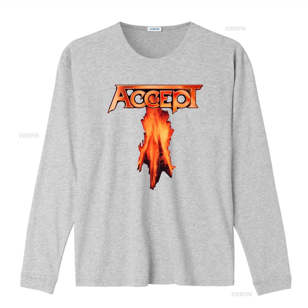 Accetta Flying V Maglietta Ufficiale Design Fiamma da Uomo Merchandising Band Rock vintage Lavata uomo Comoda Traspirante