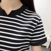 Summer Women's Loose Cotton Short-sleeved T-shirt Striped Half-sleeved Commuter Top
