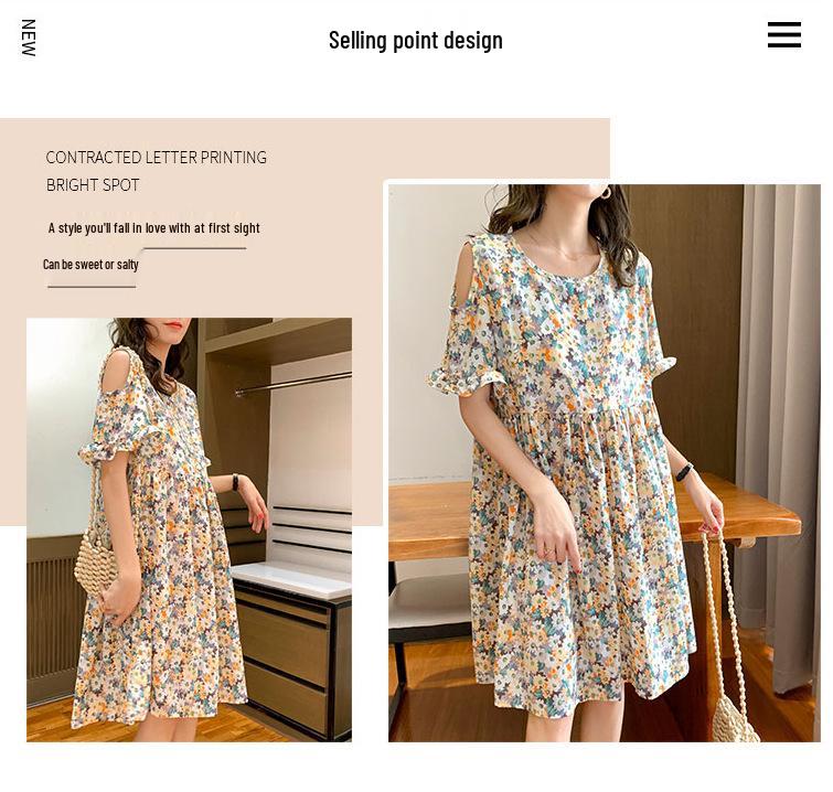 2024 Summer Floral Maternity Dress - Stylish Belly-Covering Design for Outings