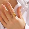 Hip-Hop Stainless Steel Circular Threaded Ring Set for Women Personality Irregular Metal Lava Line Index Finger Rings Zircon