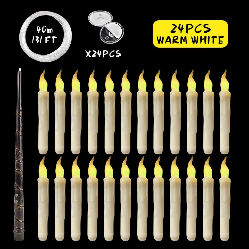 Magic Wand Remote Hanging Operated Potter Harries Battery Floating Candles Warm Light Decoration Halloween Flameless Candles 1PC