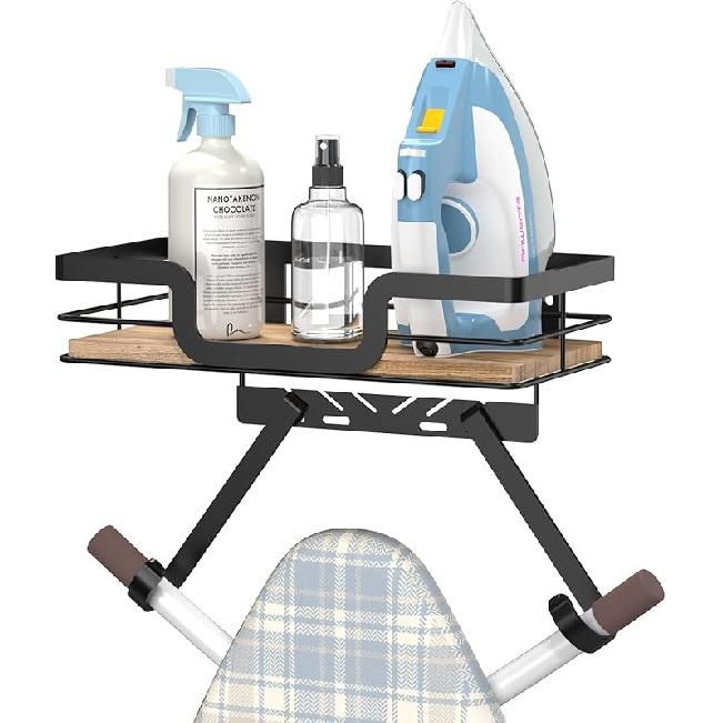 Ironing Board Holder Wall Mount, Laundry Room Organization Storage, Black, T&V Shaped Space Saving Ironing Board Hanger for Laundry Room Decor and