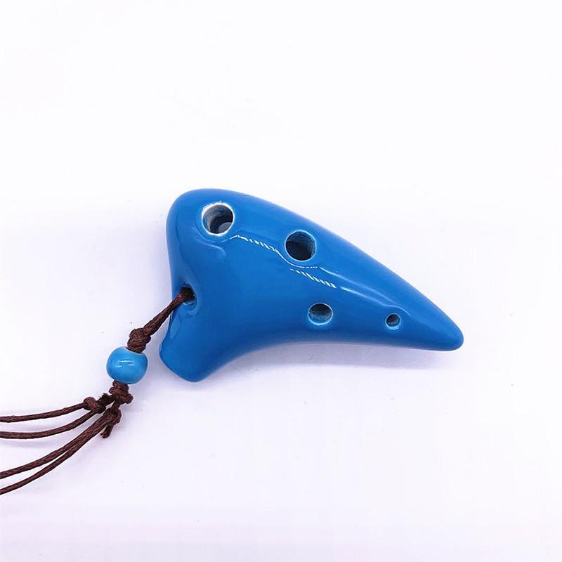 Mini 6 Holes Alto Tone C Necklace Ocarina Ceramic Black Pottery Flute Instrument With Hang Rope 7 Colours Optional