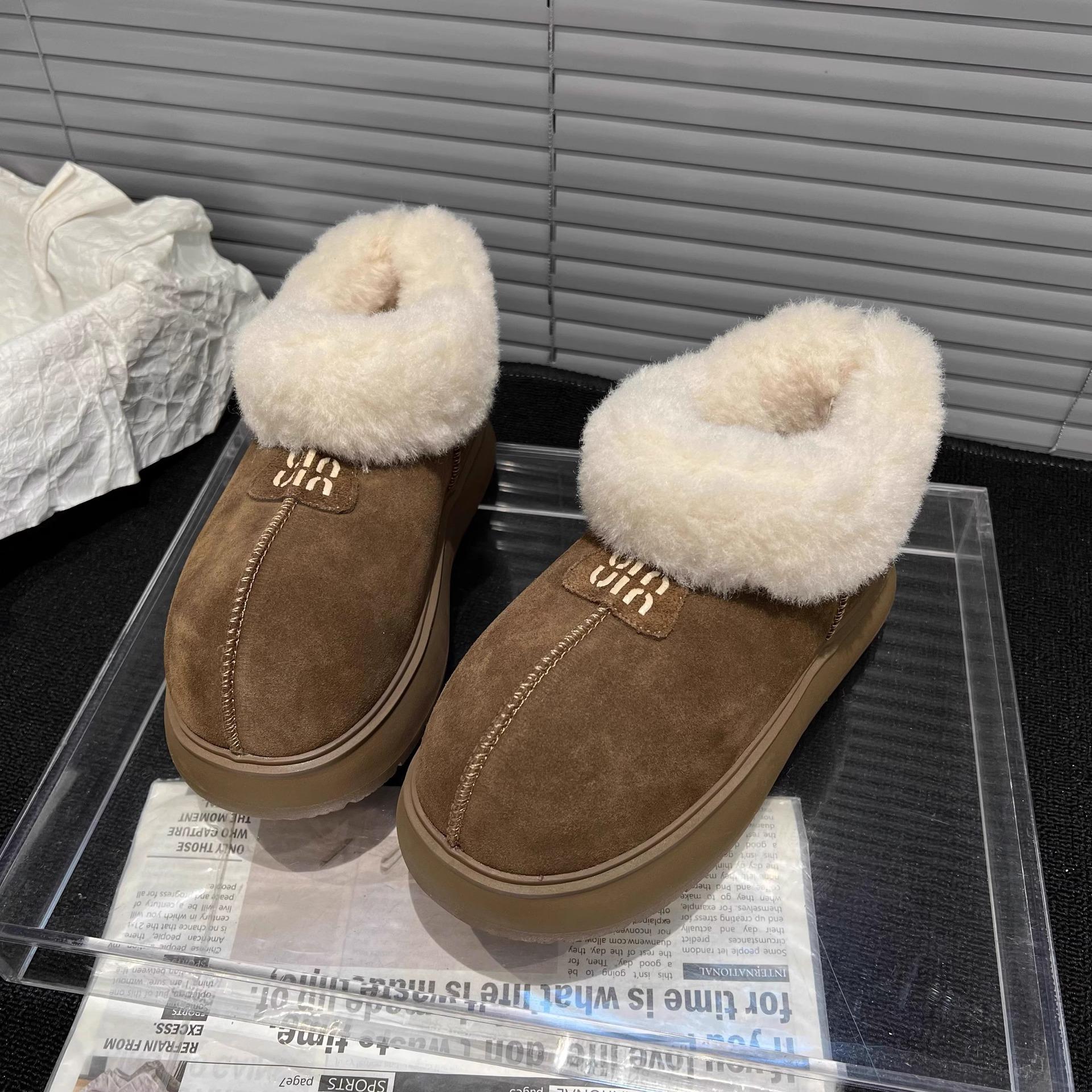 

Симпатичные туфли из матовой кожи с рисунком в виде карты из овечьей шерсти, бархатные зимние хлопковые сапоги, одна педаль, тонкие туфли с большой головой в виде хлеба. 35 оливковый