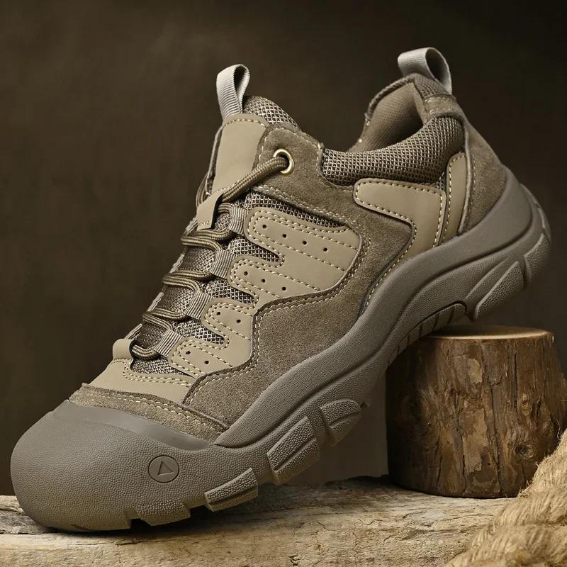 Fashion Non-Slip Outdoor Male Sneakers Suede Leather Treking Footwear for Men Casual Hiking Shoes Travel Climbing Camping Trainers Male