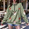 Women's Trendy Lightweight Printed Half-Zip Sweatshirt for Casual Everyday Wear
