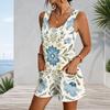 Womens Plus Size Sleeveless Romper With Pockets