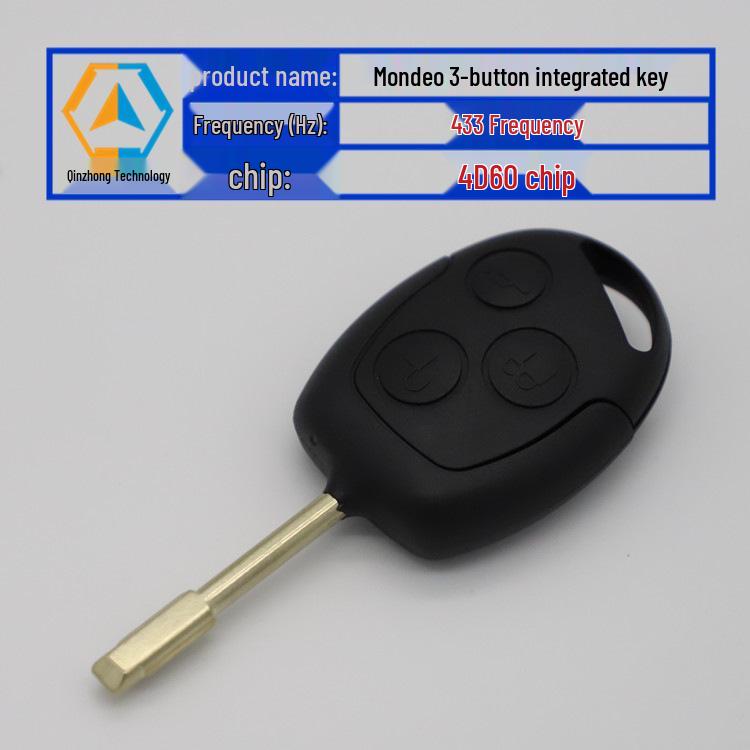 Ford Mondeo/Fiesta 3-Button Remote Key, 433MHz, 4D60 Chip