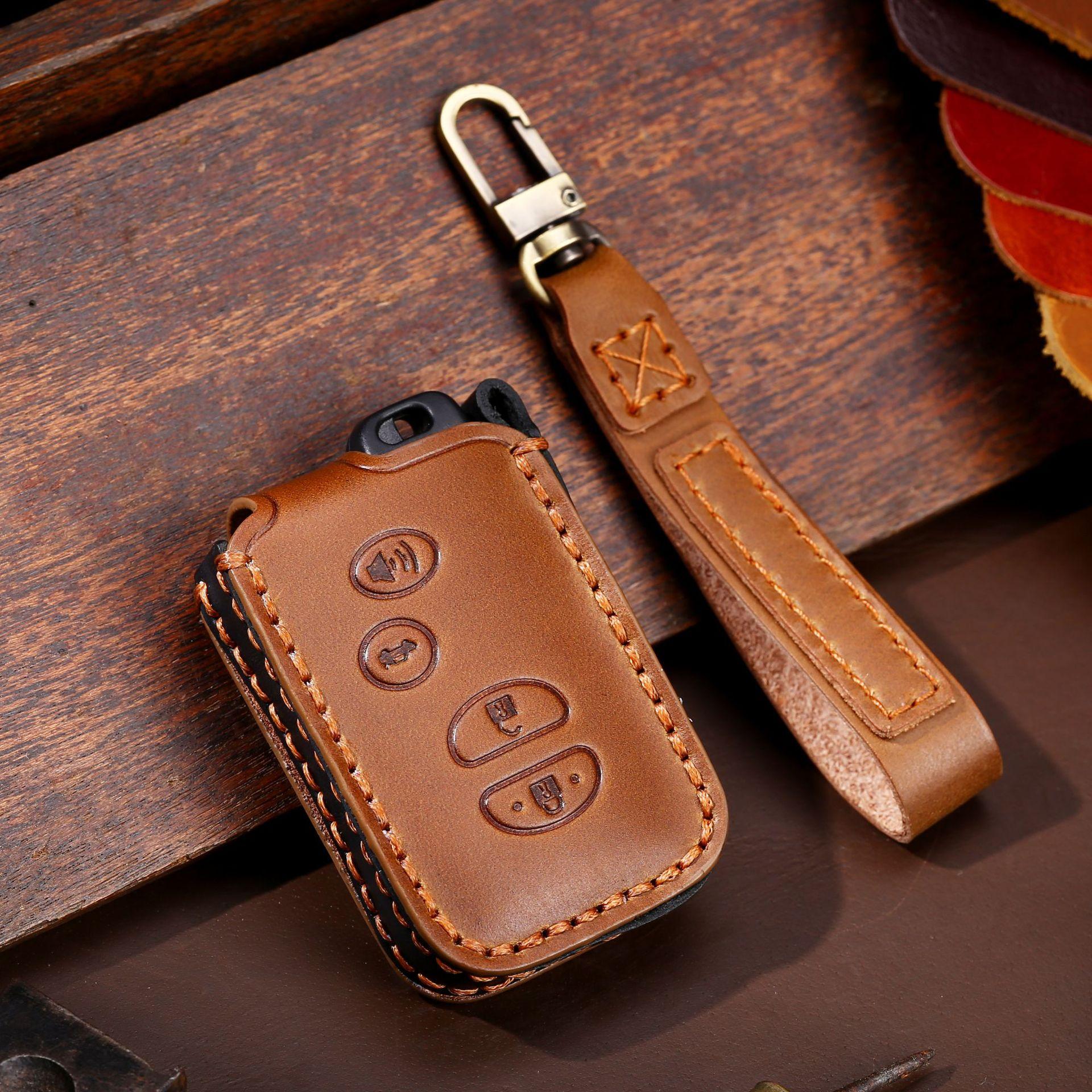 

Cross-Border Hot-Selling Car Key Cover Is Suitable For Toyota Key Bag Prado Old Crown Key Cover Purely Handmade