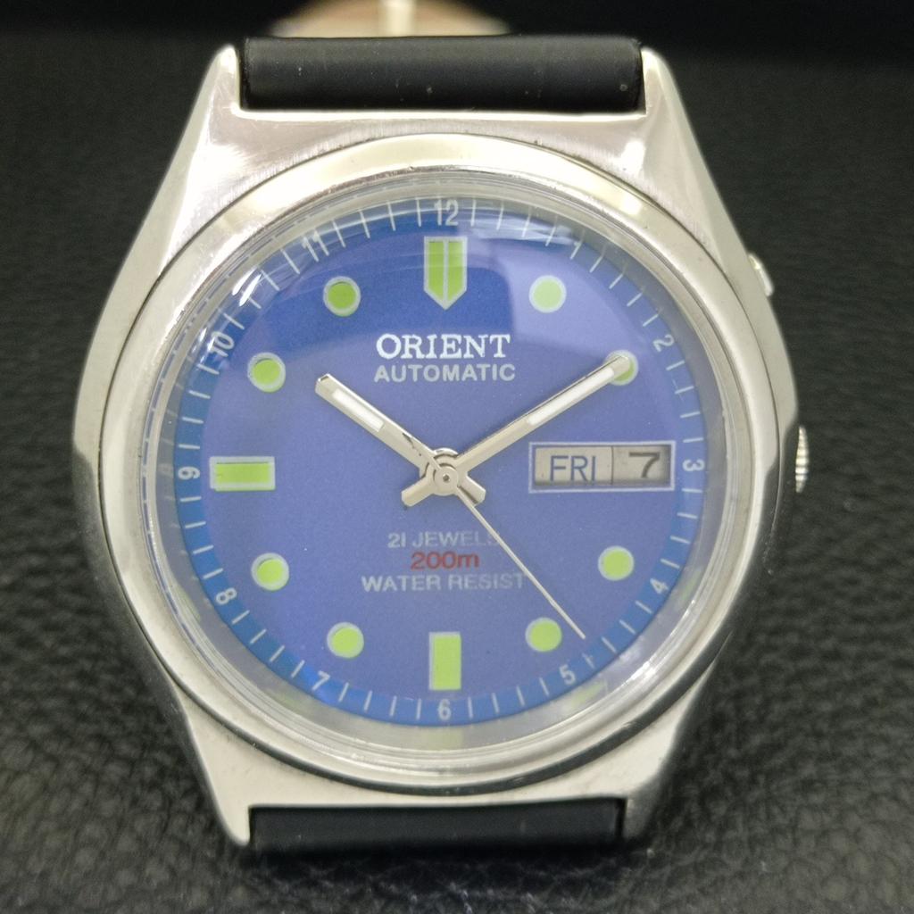 VINTAGE ORIENT AUTOMATIC 46941 JAPAN MENS BLUE COLOR DIAL WATCH a700656-5 R204-a700656