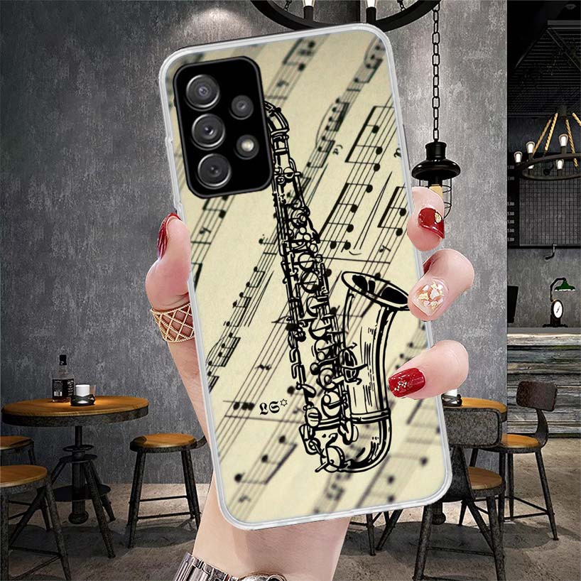 Music Saxophone Instrument Phone Case For Samsung Galaxy A13 A14 A15 A16 A17 A53 A54 A55 A56 A57 A33 A34 A35 A36 A37 A23 A24 A25