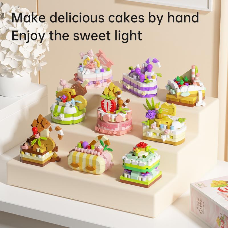 Delicious Dessert Cake Constructor Block,Strawberry Fruit Chocolate Sweet Cake Home Decor Toys,Assembly Gifts For Children Girls