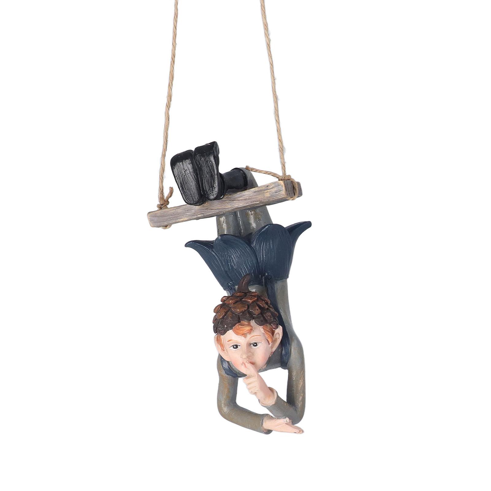 

Статуэтка эльфа из смолы Swing Forest Elf, изысканная подвесная статуя эльфа, украшение для дерева, сада, двора, дома