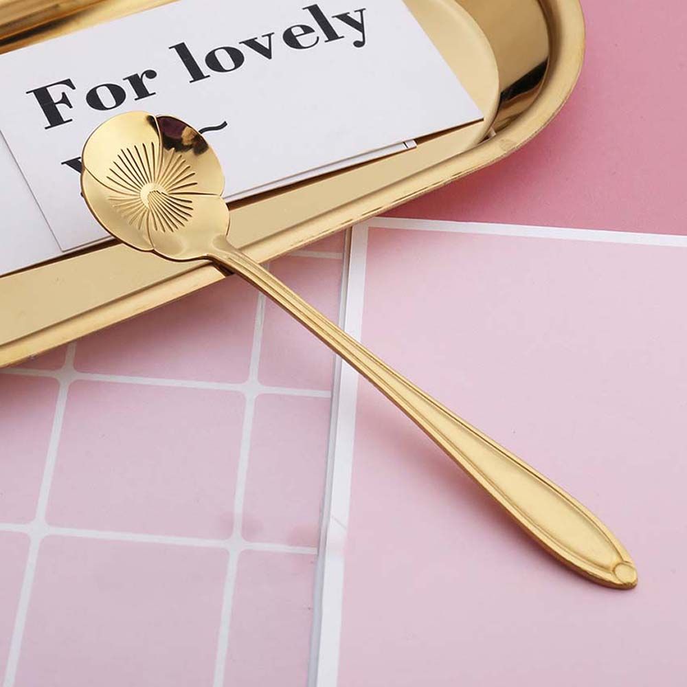 Mixing Spoon Bar Tools Tableware Stainless Steel Flower Spoon Set Cutlery Set Teaspoon Soup Spoon