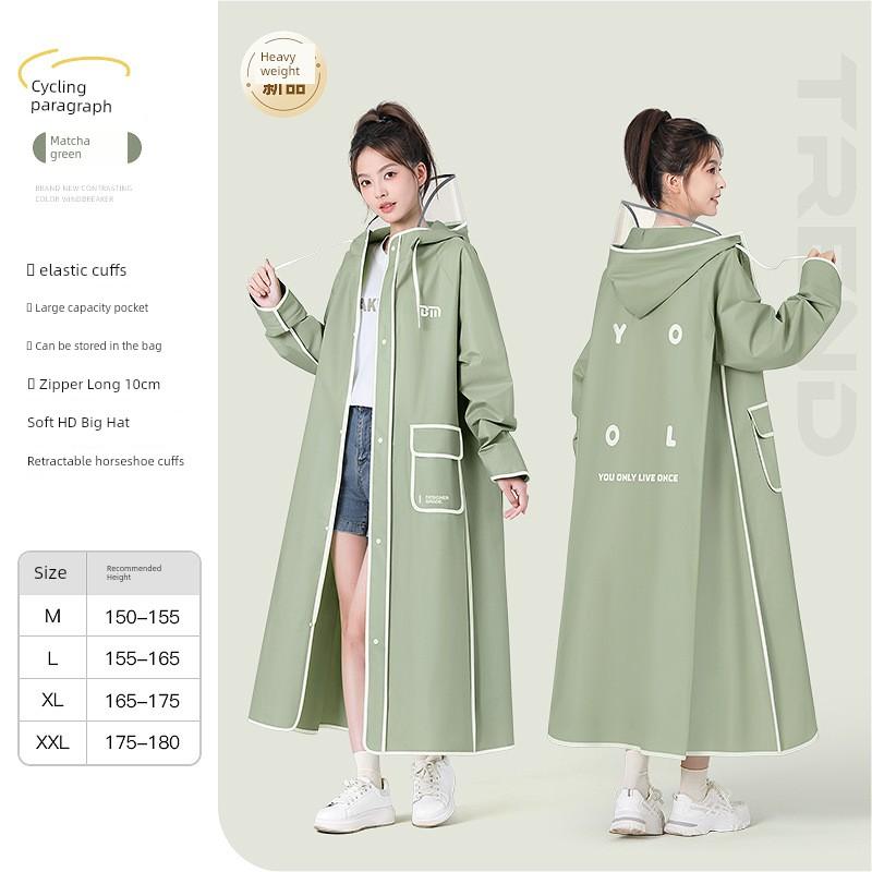 Electric Vehicle-Specific Raincoat, Long Full-Body Storm-Proof Raincoat for Women, One-Piece Adult Outerwear, Thickened Large Single-Person Rain