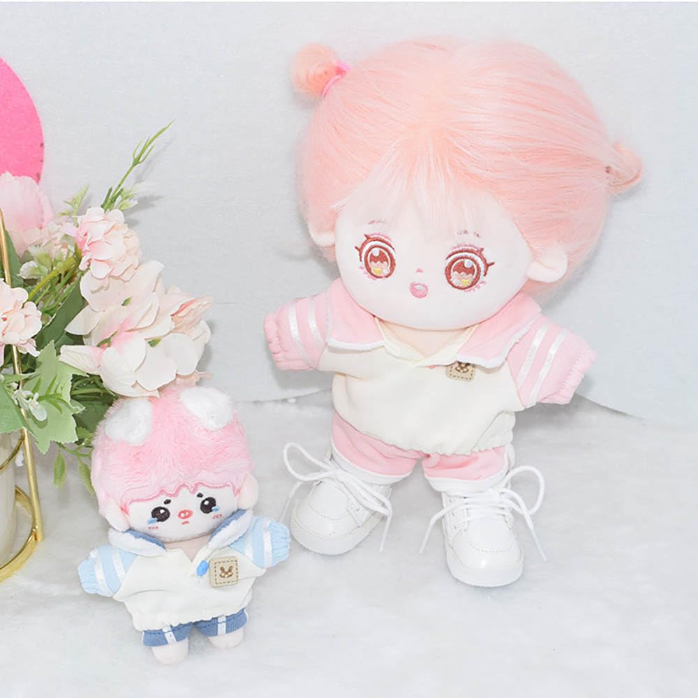 niannyyhouse 10cm20cm Plush Clothes, Turn-Down Sweater, Pants, Cotton Doll, Accessories, Dress-Up (Blue, 10cm)