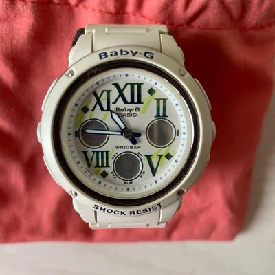 Used Battery Replaced On October 19, 2025! Baby-G CASIO WR10BAR SHOCK RESIST Ana-Digi Watch White