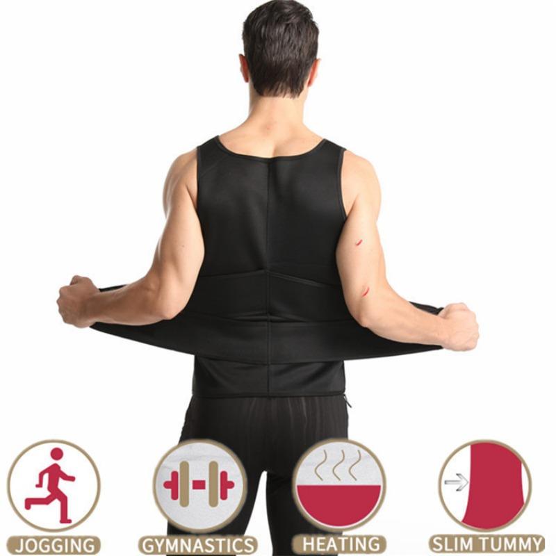Mens Plus Size Waist Trainer Sweat Vest Neoprene Slimming Body Shaper Fitness Workout