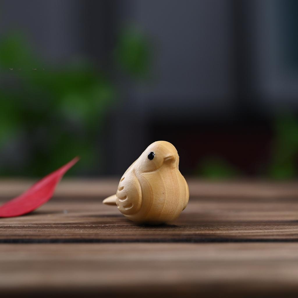 Magpie Creative Bird Wood Carving Cute Pet Handicrafts Small Ornaments Wood Carving Wooden Zodiac  Decorative Figurines