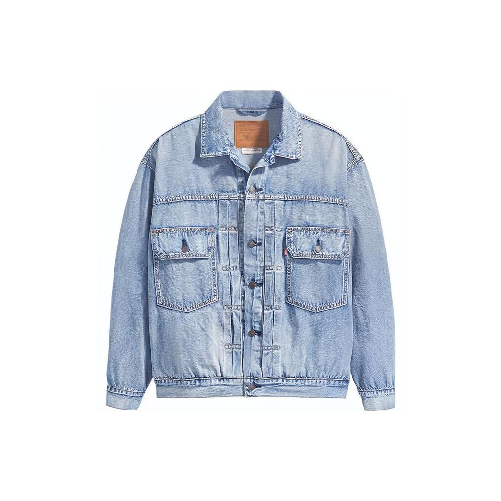 Levis Vintage Wash Denim Jacket With Turn-Down Collar Men jackets Blue 85242-0006