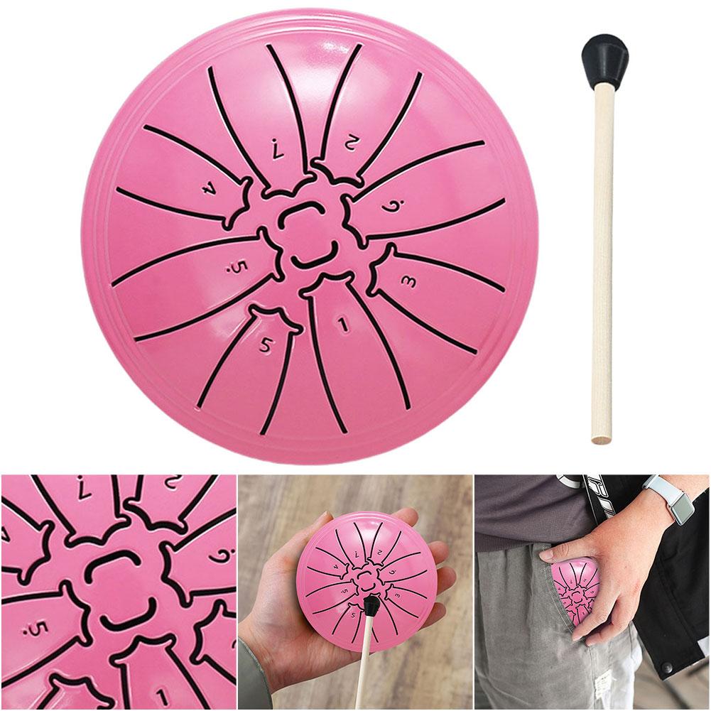For Yoga Meditation Steel Tongue Drum 4Inch 8 Notes Hand Pan Drum with Drum Mallet Sound Healing Instruments Rain Drum Instrumen
