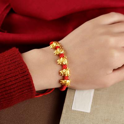 Five Niu Send Blessing Men's and Women's Bracelets Natural Year of the Ox Red Rope Woven Bracelets Good Luck and Safety High-end Gift Jewelry