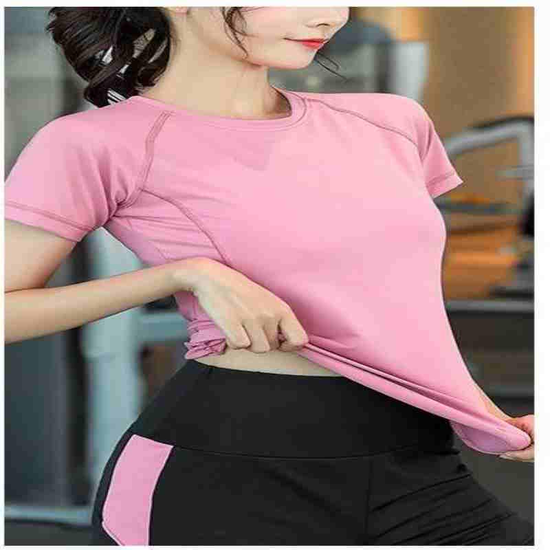OEING Damska Koszulka Fitness Yoga z Krótkim Rękawem